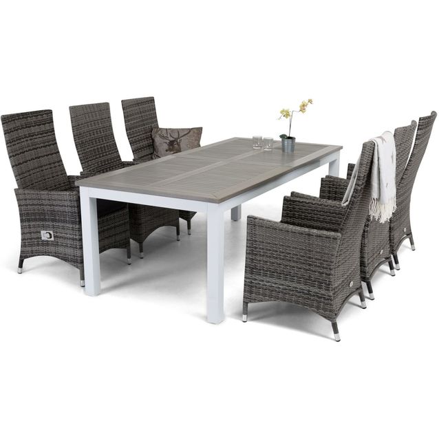 Ruokailuryhmä Visingsö 6 nojatuolilla 220-280 cm