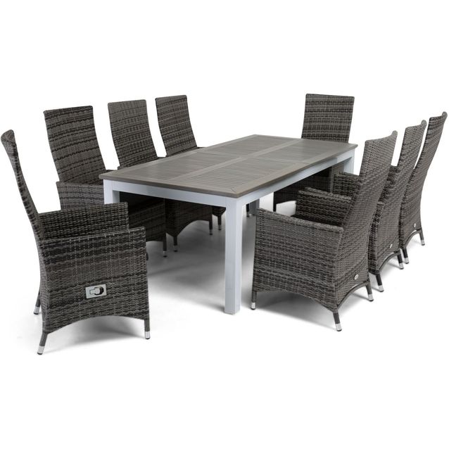 Ruokailuryhmä Visingsö 8 nojatuolilla 220-280 cm