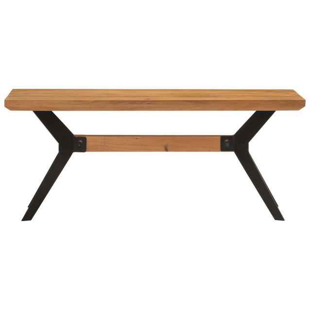 Ruokapöydän penkki 110x40x46 cm täysi akasiapuu ja teräs (52057)