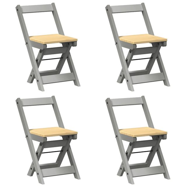 Ruokapöydän tuolit taitettavat 4 kpl Corona harmaa täysi mänty (13438)