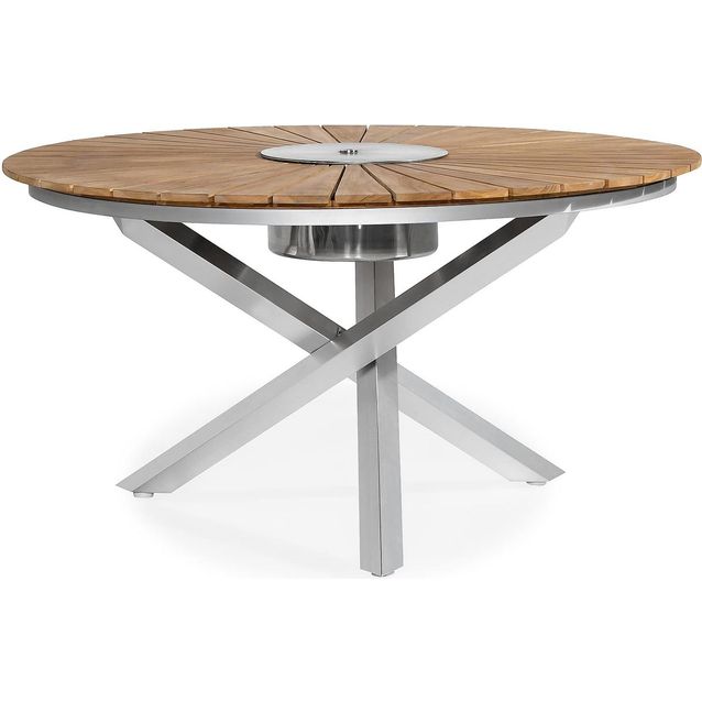 Ruokapöytä Bastad halk150 cm hopea/tiikki