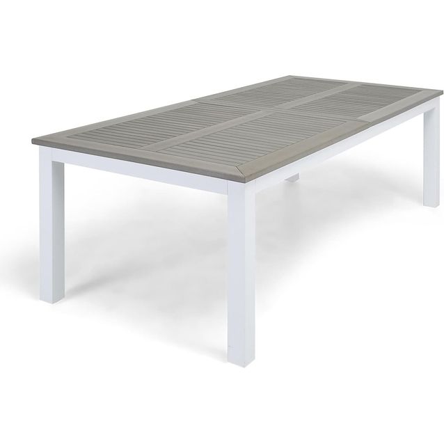 Ruokapöytä Monaco jatkettava 100x220-280 cm valkoinen-harmaa