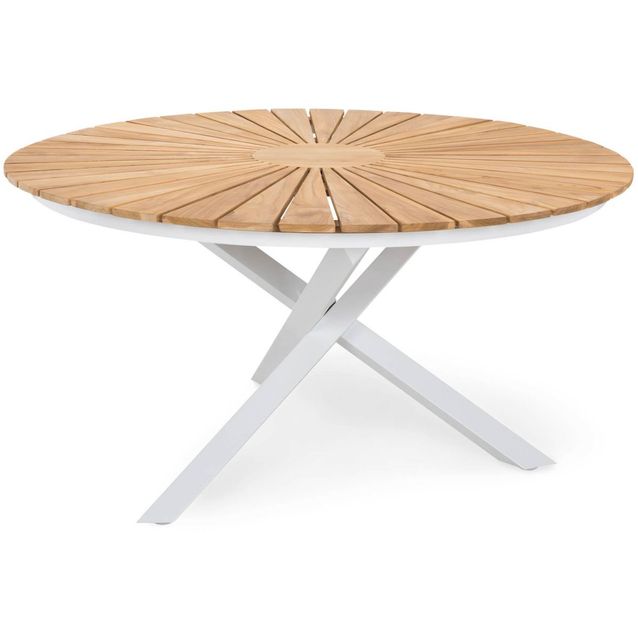 Ruokapöytä Oliver Ø140cm, valkoinen/tiikki