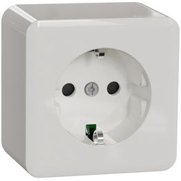 Pistorasia Schneider Electric Exxact, 1-osainen, pinta-asennus, IP21, ruuviliitos, valkoinen