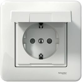 Pistorasia Schneider Electric Exxact DIY, 1-osainen, sisältää peitelevyn, IP44, ruuviliitos, valkoinen