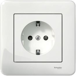 Pistorasia Schneider Electric Exxact, 1-osainen, maadoitettu, ruuviliitos, valkoinen