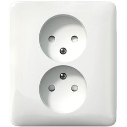 Pistorasia Schneider Electric Exxact, 2-osainen, peitelevyllä, maadoittamaton, ruuviliitos, valkoinen