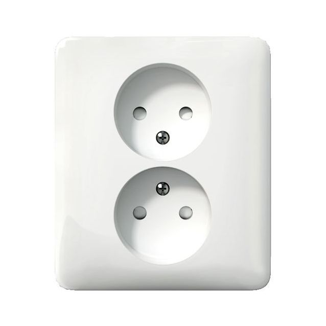 Pistorasia Schneider Electric Exxact, 2-osainen, peitelevyllä, maadoittamaton, ruuviliitos, valkoinen