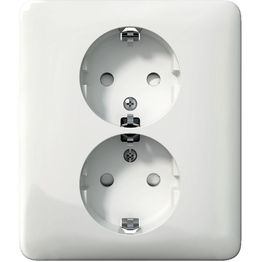 Pistorasia Schneider Electric Exxact, 2-osainen, peitelevyllä, ruuviliitos, valkoinen