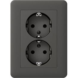 Pistorasia Schneider Electric Exxact, 2-osainen, keskiölevyllä, ruuviliitos, antrasiitti