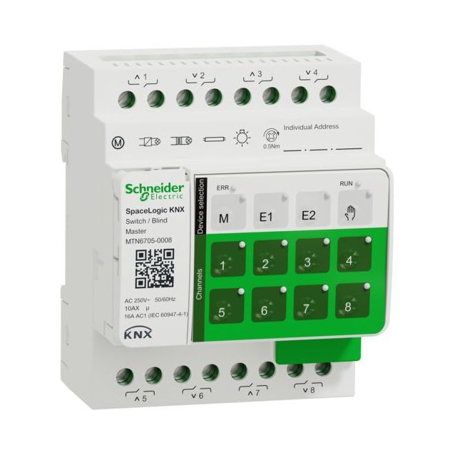 Lähtöyksikkökytkin Schneider Electric SpaceLogic KNX Mas 8-kanavainen 16A DIN