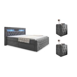 Sänkypaketti Celio, 180x200cm laatikko + 2kpl Franco yöpöytä, harmaa (00760)