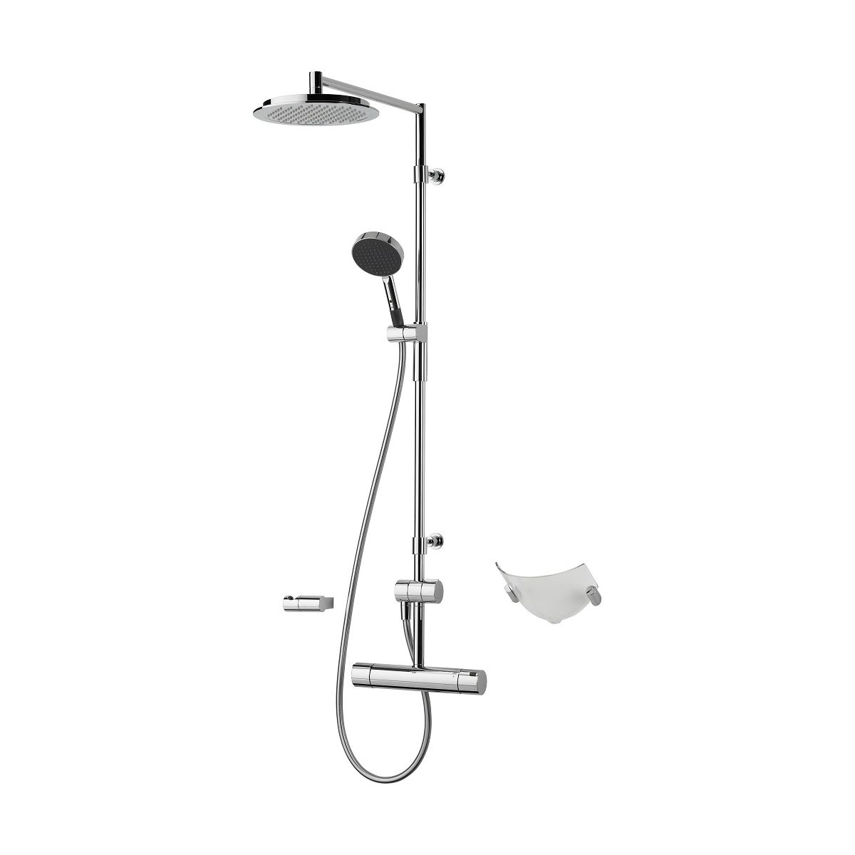 Sadesuihkusetti Oras Cubista 2892, suihkupää ⌀238mm, termostaattihanalla, kiiltävä kromi