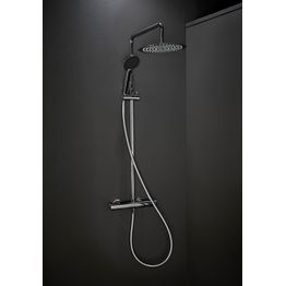 Sadesuihkusetti Hafa Mix Slim Round, termostaattihanalla, suihkupää ⌀250mm, vettä säästävä, cc150, hierova suihku, kiiltävä kromi