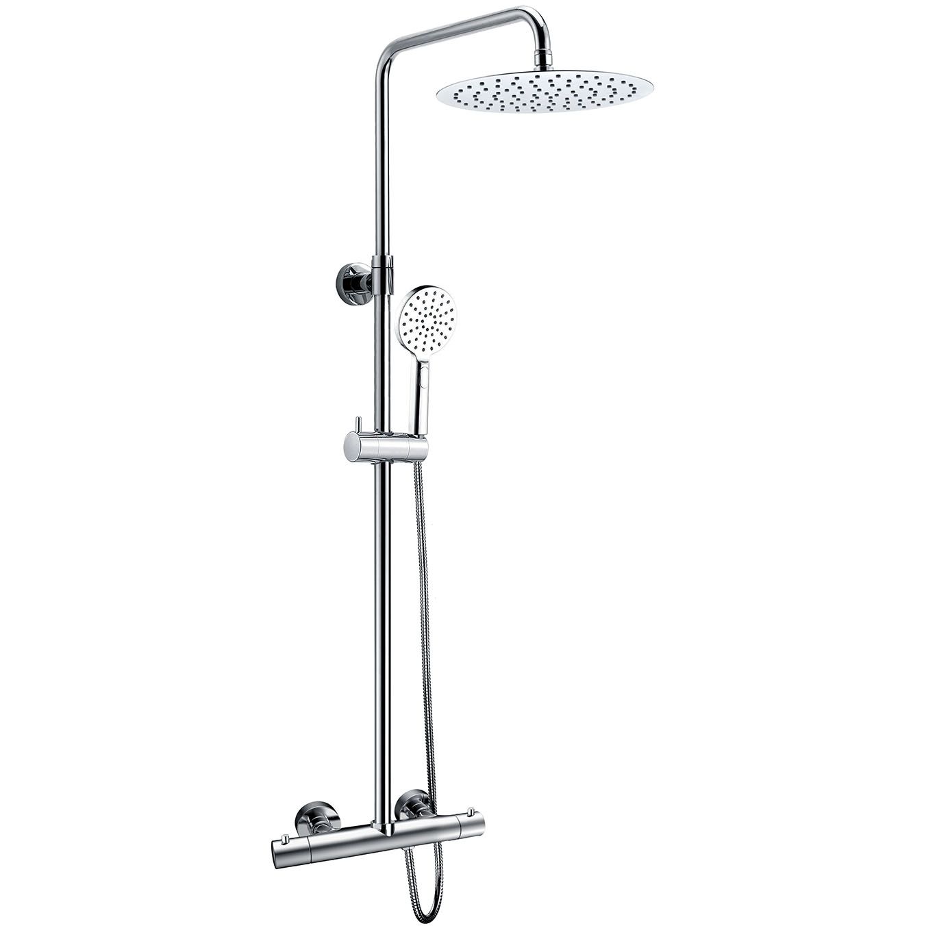 Sadesuihkusetti Noro Studio, termostaattihanalla, suihkupää ⌀200mm, vettä säästävä, hierova suihku, kiiltävä kromi