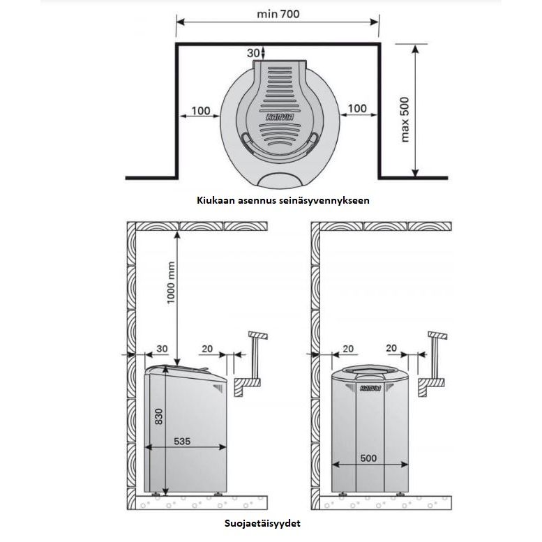Sähkökiuas Harvia Aina Valmis Forte AFB9 9 kW 10-15 m³ erillinen ohjaus musta lisäkuva 4