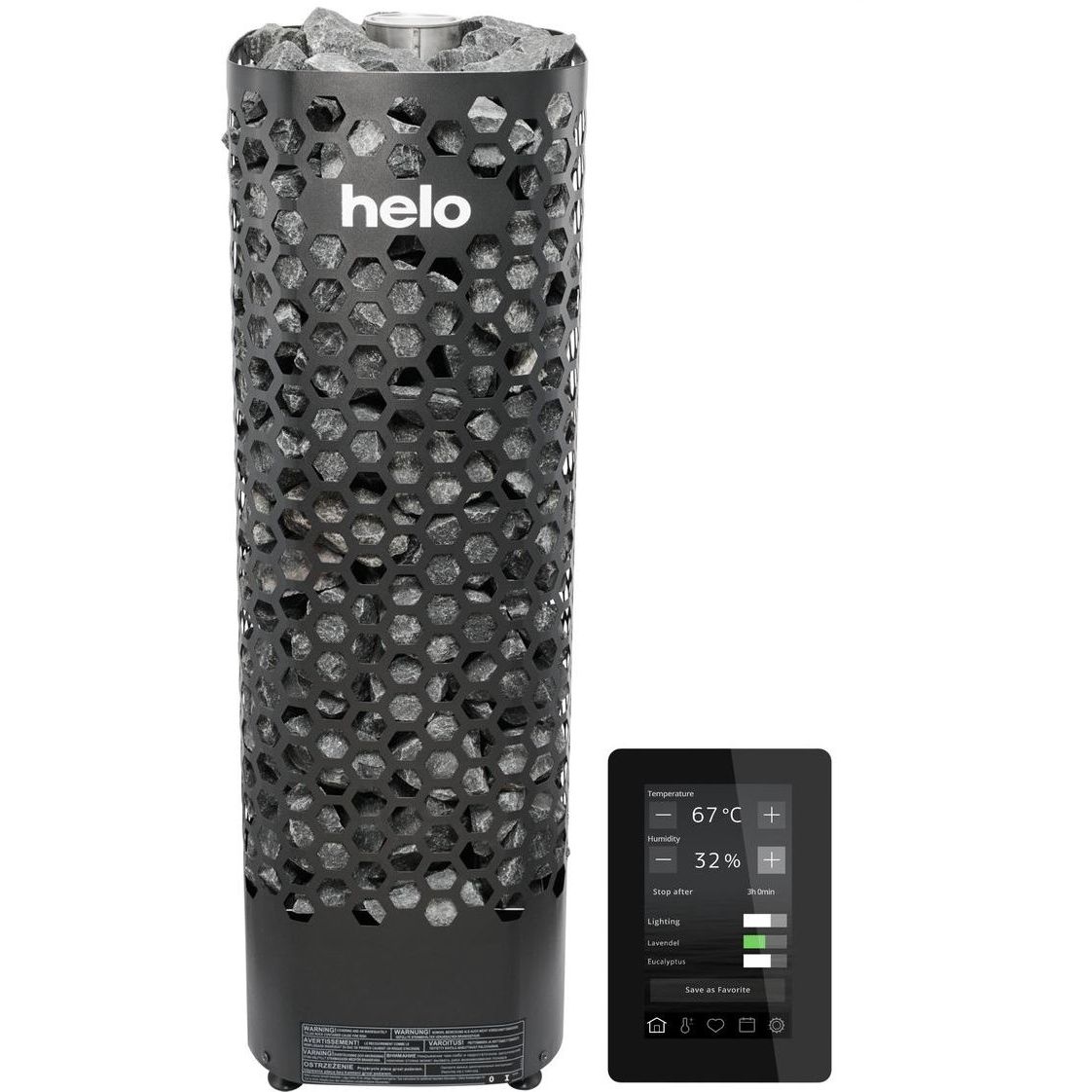 Sähkökiuas Helo Himalaya 105 Premium WT, 10.5kW, 9-15m³, erillinen ohjaus, musta