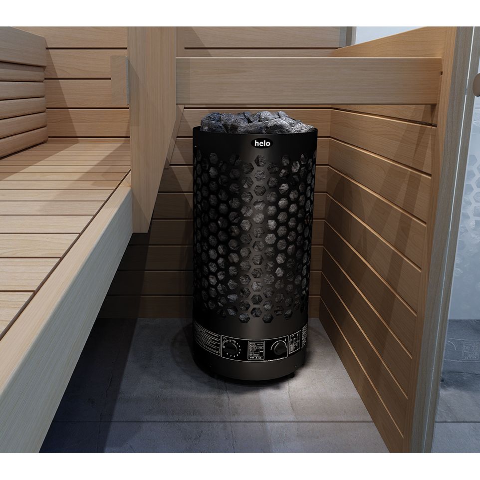 Sähkökiuas Helo Ringo black 60 STJ WT 6 kW 5-9 m³ manuaalitäyttö kiinteä ohjaus