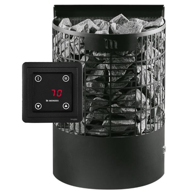 Sähkökiuas Mondex Teno E2 6,6 kW 6-9 m³ erillinen ohjaus musta