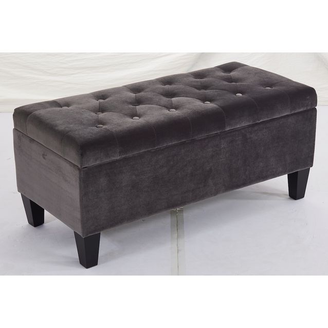 Säilytyspenkki Chic Home 96x42x44 cm samettiverhoilu harmaa