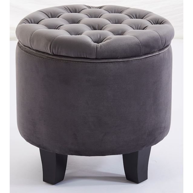 Säilytysrahi Chic Home Ø42 cm samettiverhoilu harmaa