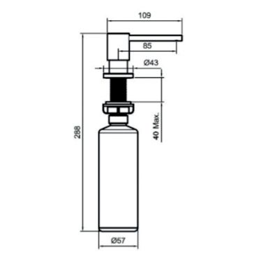 Saippua-annostelija Scandtap Steel Clean Dispenser Amber mittakuva