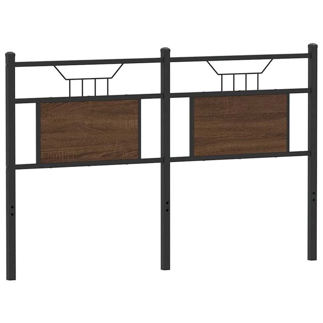 Sängynpääty ruskea tammi 140 cm tekninen puu ja teräs (06874)