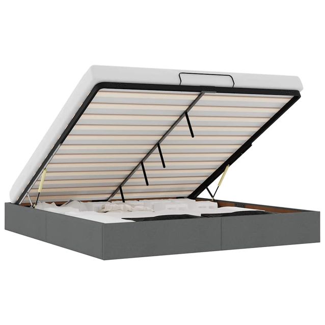 Sängynrunko Ottomaani ilman patjaa tummanharmaa kangas (10923)