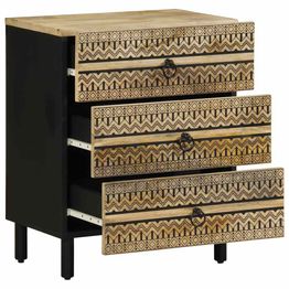 Sänkykaappi musta 50x33x62 cm massiivipuuta mango (18637)