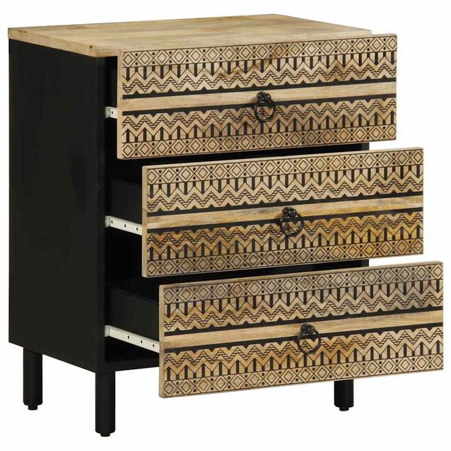 Sänkykaappi musta 50x33x62 cm massiivipuuta mango (18637)