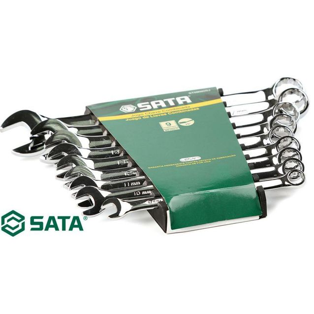 Kiintolenkkiavainsarja Sata 8-19 mm 9 osaa telineessä