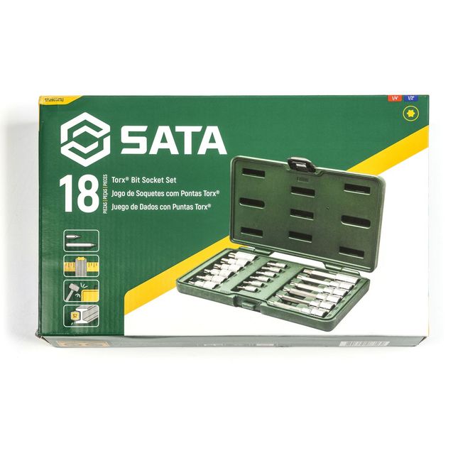 Bitsihylsysarja Sata 1/4+1/2 TX10-60 18 osaa rasiassa