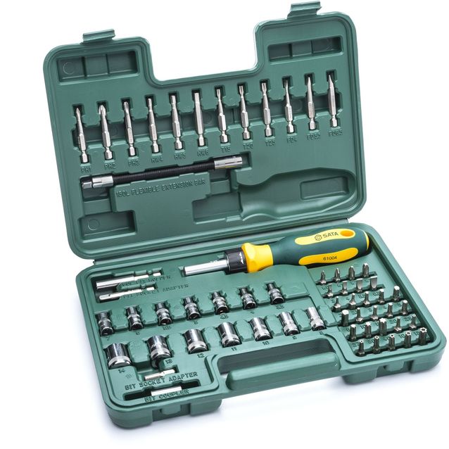 Hylsy/ruuvauskärkisarja Sata 1/4 6K 3,5-14 mm 60 osaa salkussa