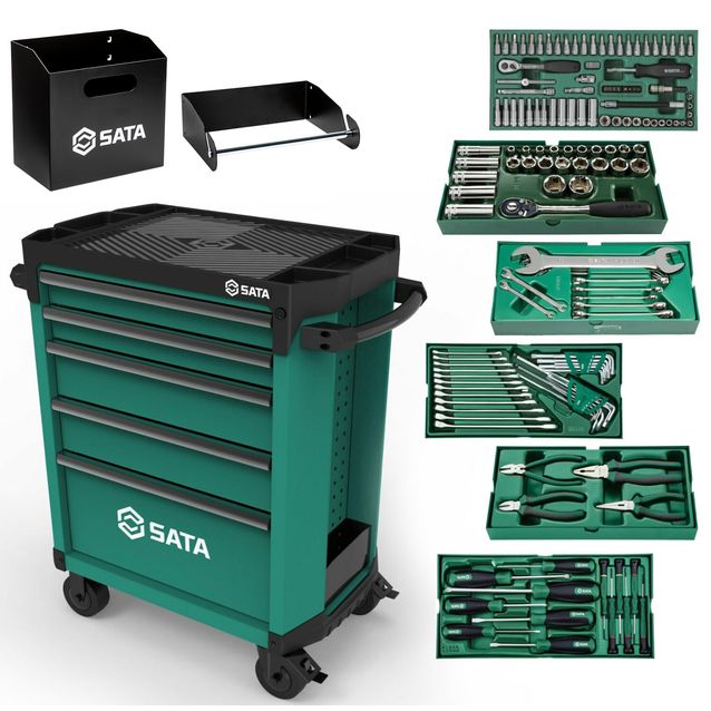 Työkaluvaunu Sata Pro 5 vetolaatikkoa pidikkein
