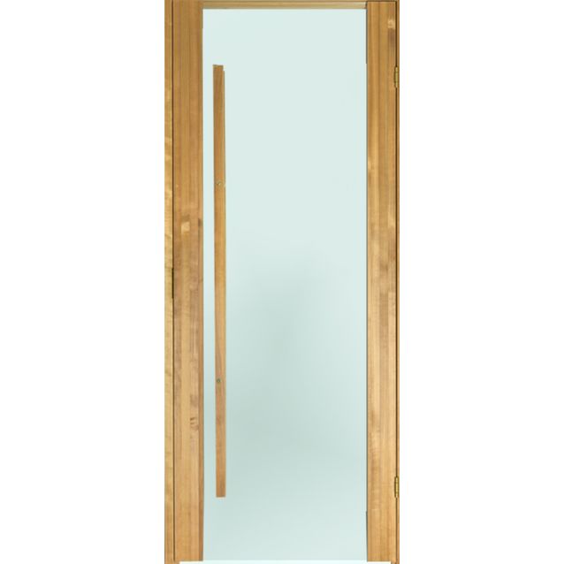 Saunan ovi Prosauna Sarastus 9x19 etsattu lasi lämpökäsitelty haapa