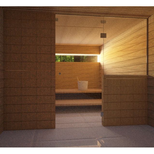 Saunan lasiseinä Vihtan 12 ovi + ylälasi + sivulasi kirkas