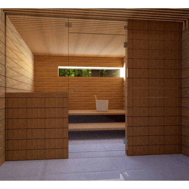 Saunan lasiseinä Vihtan 13 ovi + ylälasi + sivulasi kirkas