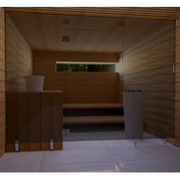 Saunan lasiseinä Vihtan 1 ovi + ylälasi + 2 sivulasia rst jaloilla musta