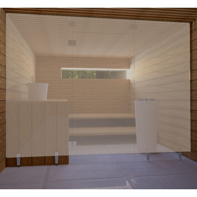 Saunan lasiseinä Vihtan 1 ovi + ylälasi + 2 sivulasia rst jaloilla pronssi