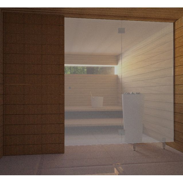 Saunan lasiseinä Vihtan 3 ovi + sivulasi rst jaloilla harmaa