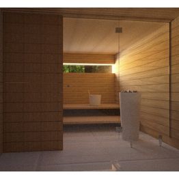 Saunan lasiseinä Vihtan 4 ovi + sivulasi rst jaloilla kirkas