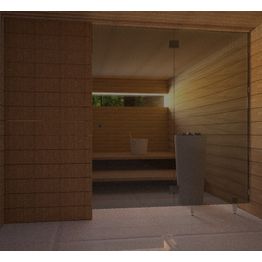 Saunan lasiseinä Vihtan 4 ovi + sivulasi rst jaloilla musta