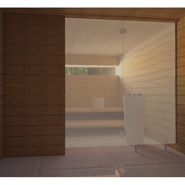 Saunan lasiseinä Vihtan 3 ovi + sivulasi rst jaloilla pronssi