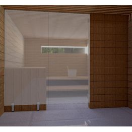 Saunan lasiseinä Vihtan 6 ovi + sivulasi rst jaloilla harmaa