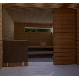 Saunan lasiseinä Vihtan 6 ovi + sivulasi rst jaloilla musta