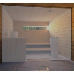 Saunan lasiseinä Vihtan 8 ovi + 2 sivulasia harmaa