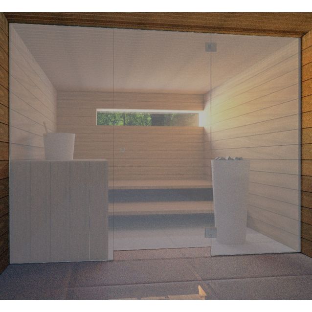 Saunan lasiseinä Vihtan 6 ovi + 2 sivulasia harmaa