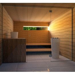 Saunan lasiseinä Vihtan 8 ovi + 2 sivulasia kirkas