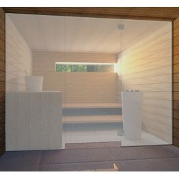 Saunan lasiseinä Vihtan 8 ovi + 2 sivulasia satiini