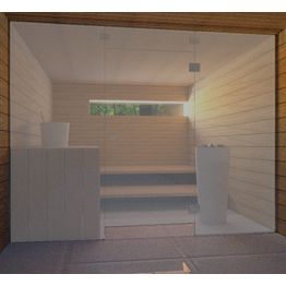 Saunan lasiseinä Vihtan 7 ovi + ylälasi + 2 sivulasia harmaa